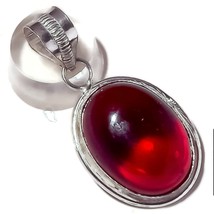 Mexican Red Apatite Cabochon Gemstone 925 Silver Overlay Superb Handmade Pendant - £7.93 GBP
