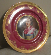 JKW 1930 PORCELAIN PLATE BARVARIAN RED WITH GOLD TRIM LADY / PRINCESS 10... - $76.89