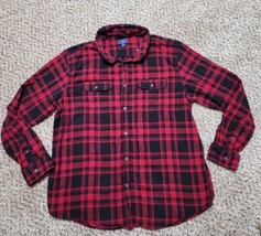 George Buffalo Plaid Red Flannel Button Down Shirt Men&#39;s XL - $8.99