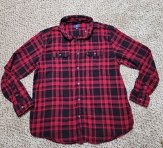 George Buffalo Plaid Red Flannel Button Down Shirt Men&#39;s XL - £7.16 GBP