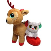 Ty Beanie Babies Plush Toys 2017 Tinsel Reindeer &amp; 2016 Bundles Mouse Basket Toy - £7.17 GBP