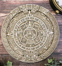 Aztec Maya Solar Sun Xiuhpohualli &amp; Tonalpohualli Wall Calendar Plaque Figurine - £31.45 GBP