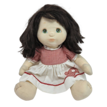 Vintage 1985 Mattel My Child Doll Baby Girl Green Eyes Brown Long Hair Plush Toy - $151.05