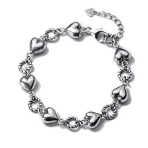 Authentic 925 Sterling Thai Silver Romantic Heart Twist Ring Bracelet Bangle For - £41.04 GBP