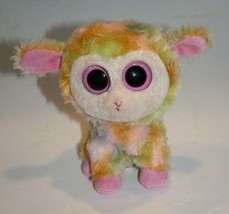 Ty Beanie Boos Blossom Easter Lamb 6&quot; Tie Dye Pink Eyes Plush Stuffed Sheep Toy - £8.55 GBP