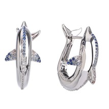 Dolphin CZ Hoop Earrings Silver 925 for Women Cubic Zirconia S925 Gold Plated Zi - £52.88 GBP