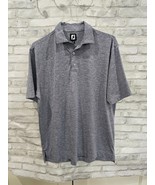 Footjoy Mens Golf Polo L Large Gray White Horizontal Stripe Striped Ligh... - $19.99