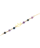 Bracelet Fille Or Jaune 9k Perles Agate Rhodonite Naturelle Couronne 7.1... - £101.24 GBP