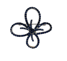 Silver Tone Blue Rhinestone Floral Brooch Pin - $22.81 CAD