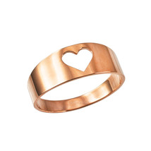 10K Polished Rose Gold Open Heart Ring Band - £103.57 GBP