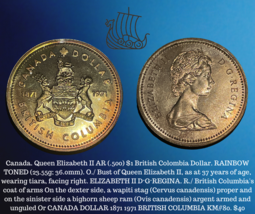 1971 Canada Queen Elizabeth II Silber Britisch Colombia Regenbogen Getönte Münze - £31.75 GBP