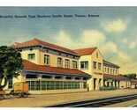 Southern Pacific Railroad Depot Linen Postcard Tucson Arizona 1947 - $11.88