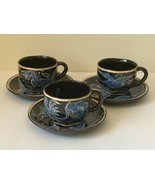 Vintage Mexican Tlaquepaque Fantasia Pottery Cup and Saucer Set of 3 - £117.54 GBP