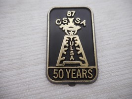 1987 CSSA TULSA Oklahoma Black Gld Plastic Shriner Lapel Pin Pinback 1 1... - £4.70 GBP