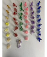 Lot of 46 Vintage Homemade Beaded Candle Christmas Ornaments + Angel Han... - £30.49 GBP
