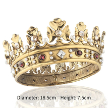 Vintage King Crown | Round Gold Medieval Royal Crown | Gold Crown for Men Hair   - £47.84 GBP