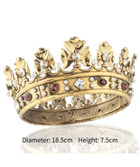 Vintage King Crown | Round Gold Medieval Royal Crown | Gold Crown for Men Hair   - £47.13 GBP