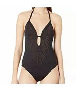 Kenneth Cole Womens S Black Gold Plunge Neckline One Piece Swimsuit NWT ... - $84.69 CAD