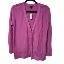 Talbots Girlfriend Cardigan Button Up Dark Pink V Neck Sweater Size Small - $44.54