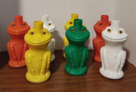 7 Vintage Plastic Blow Mold Frogs Patio String Light Covers Multi-color - £26.12 GBP