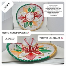 adults white with mexico colors mexican charro sombrero MARIACHI HAT  - £78.35 GBP