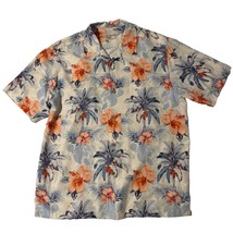 Tommy Bahama Cream MultiColor Floral Hawaiian Print Short Sleeve Silk To... - £28.32 GBP