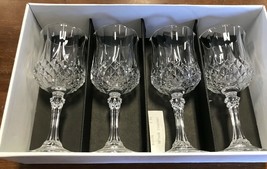 Cristal d&#39;Arques-Durand Longchamp 4 Wine Glasses Crystal Diamond Pattern w/Box - £18.37 GBP