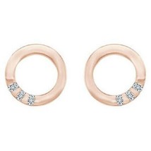 Round Diamond Circle Halo Stud Earrings 14K Rose Gold Plated - £62.23 GBP