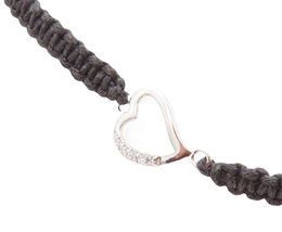 925 Silver  Cubic Zirconia Love Heart Adjustable Friendship Bracelet  BT... - $47.14