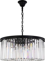 Pendant Light SYDNEY Traditional Antique 8-Light Matte Black Crystal Steel - £1,213.08 GBP