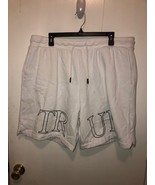 NWT True Religion Mens XXL Fleece Lined White Basketball Shorts Spell Out 2XL - $31.67