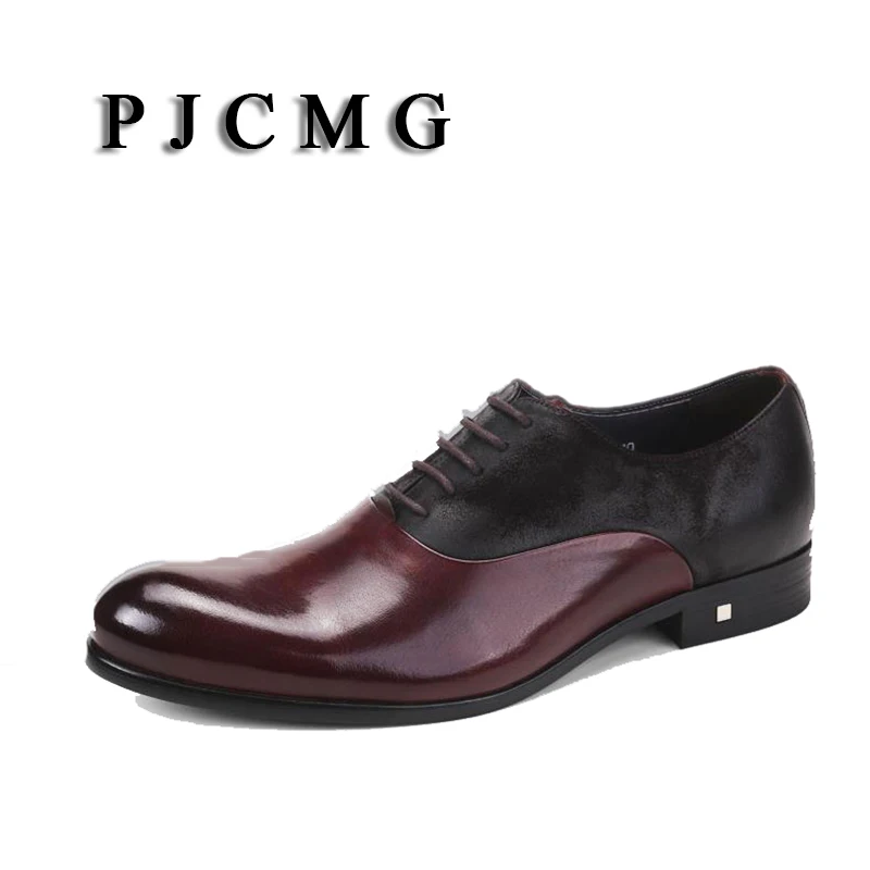 PJCMG Italian High Quality Black/Red Leather -up Pointed Toe Flats Oxs Casual Dr - £98.45 GBP