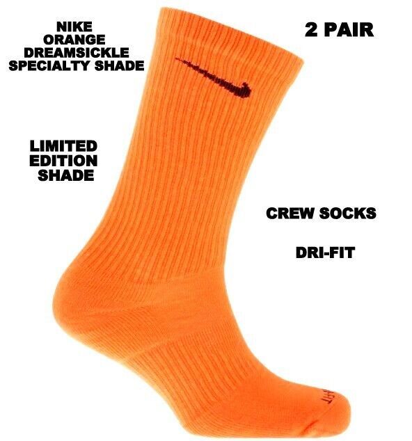 2 PAIR NIKE EVERYDAY PLUS Performance Crew DRI-FIT Socks ORANGE WOMENS 6-10 - $22.44