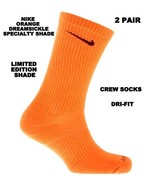 2 PAIR NIKE EVERYDAY PLUS Performance Crew DRI-FIT Socks ORANGE WOMENS 6-10 - $433.94 MXN