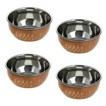 Prisha India Craft Skavij Copper Hammered Style Sauce Cups Dessert Serving Bowl  - £26.32 GBP