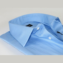 Men Mondego 100% Soft Cotton Dress Business Classic shirt B500 Blue Herringbone image 3