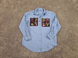 Falls Creek Vtg Holiday Button-Up Shirt Womans Size Medium Christmas Cot... - $29.70