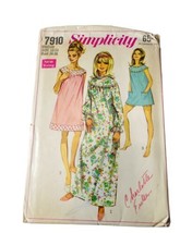 Vtg Simplicity Sewing Pattern 7910 Medium Size 12-14 Night Gown w Bloomers - $6.99