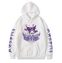 White Purple Graphic Hoodie Kuromi Kawaii Hello Kitty Japanese Anime Swe... - £15.72 GBP