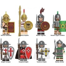8pcs Medieval Gladiator Roman Legion Greek Hoplite Teutonic Knight Minifigures - £13.36 GBP