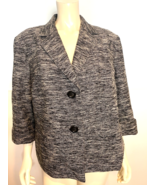 Talbot&#39;s Woman Black Marled 3/4 Sleeve Lined V Neck Collared Jacket Size... - $80.27 CAD