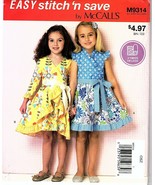Easy Stitch &#39;n Save Sewing Pattern M9314 Girl&#39;s Dresses &amp; Sash - UNCUT-S... - £3.96 GBP