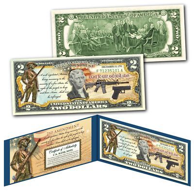 2nd Amendment The Right To Bear Arms Authentic Legal Tender U.S. $2 Bill... - £11.22 GBP