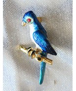 Elegant Enamel Gold-tone Blue Parrot Brooch 1960s vintage - £9.61 GBP