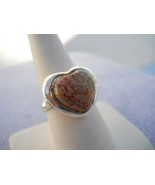 Vtg Picture Jasper Sterling Silver 925  Sz 8.5 Big Chunky Stone Heart Ring - $79.19