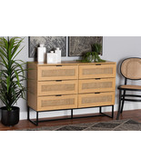 Glover Oak Brown and Black Metal 6-Drawer Storage Cabinet - €377,30 EUR