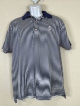 Peter Millar Blue / White Striped Polo Shirt Short Sleeve E Monogramed M... - £11.96 GBP