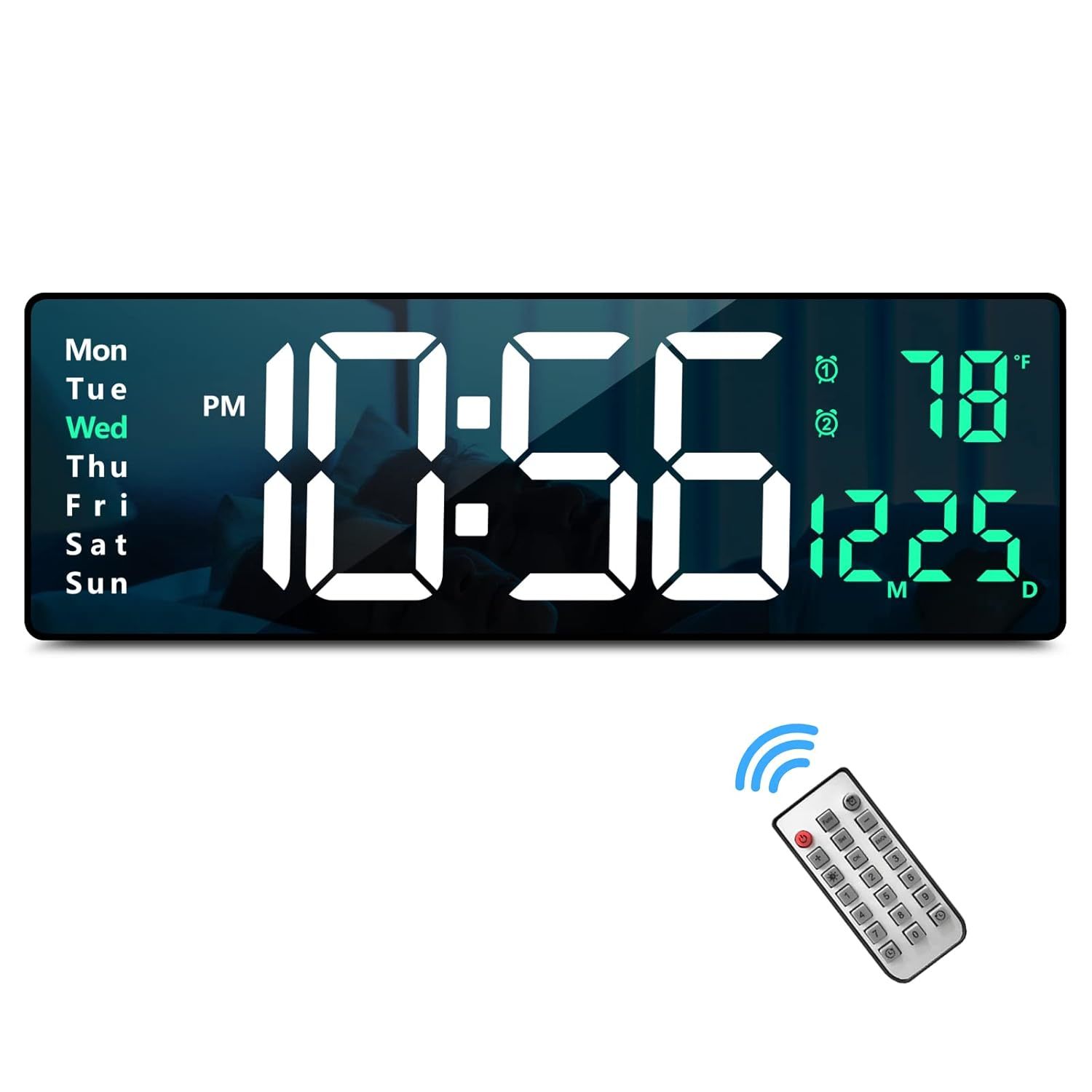 Digital Wall Clock Large Display, 16" With Remote Control For Living Room Gym Sh