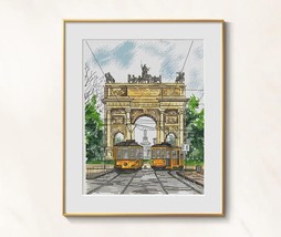 Arco della Pace Cross Stitch Italy Pattern pdf - Travel embroidery Italy... - £11.78 GBP