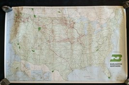 1971 Burlington Northern RR United States Route Map 32.5 x 21 Wall map - £22.80 GBP